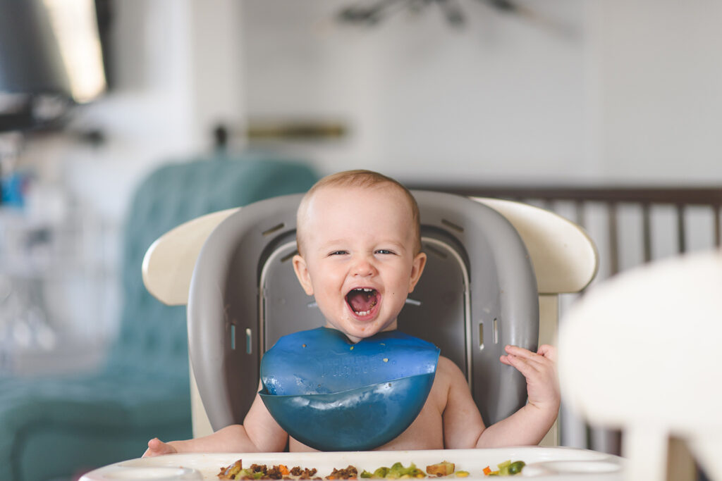 Baby eating organic foods